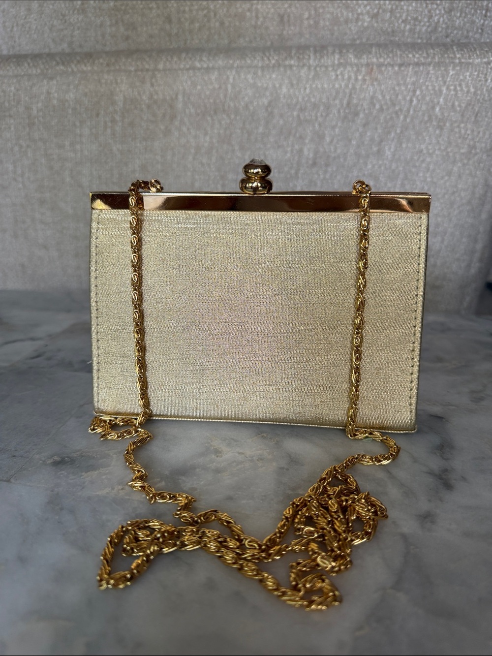 Gold Evening Clutch Shoulder Bag Party Event Elegant Kisslock